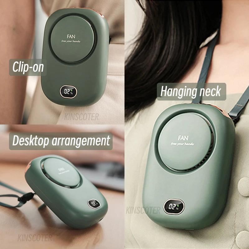 Portable Hanging Neck Fan Mini Cooling Waist Fans Bladeless USB Rechargeable Sports Cooler Fan for Outdoor Sports Travel